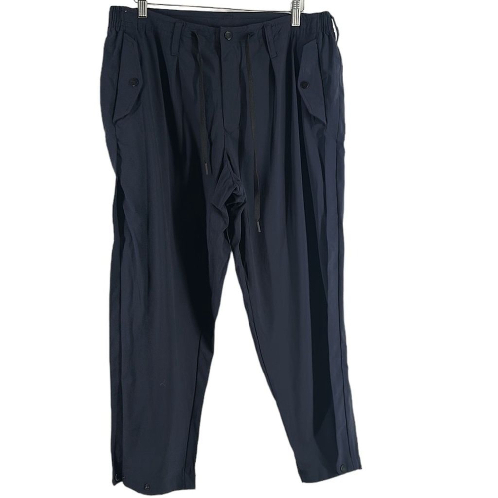 Paskho utility cargo pants pockets dark blue adjustable bottom hiking sz M